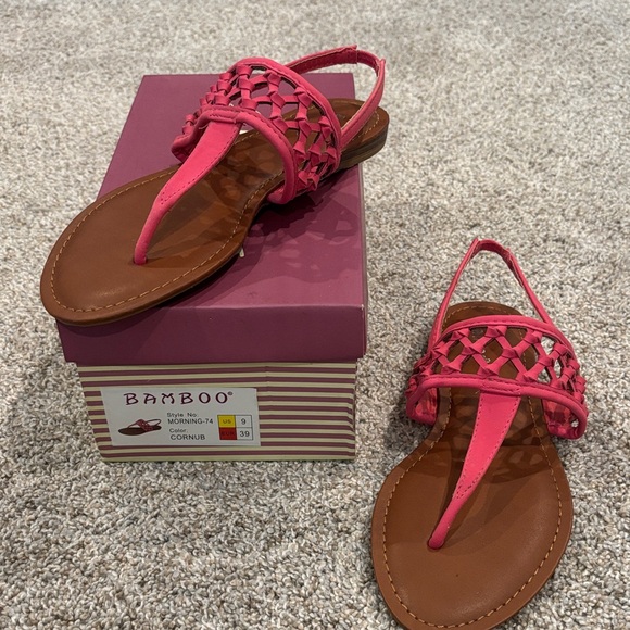 BAMBOO Pink and Brown Women's Sandals - Picture 1 of 4